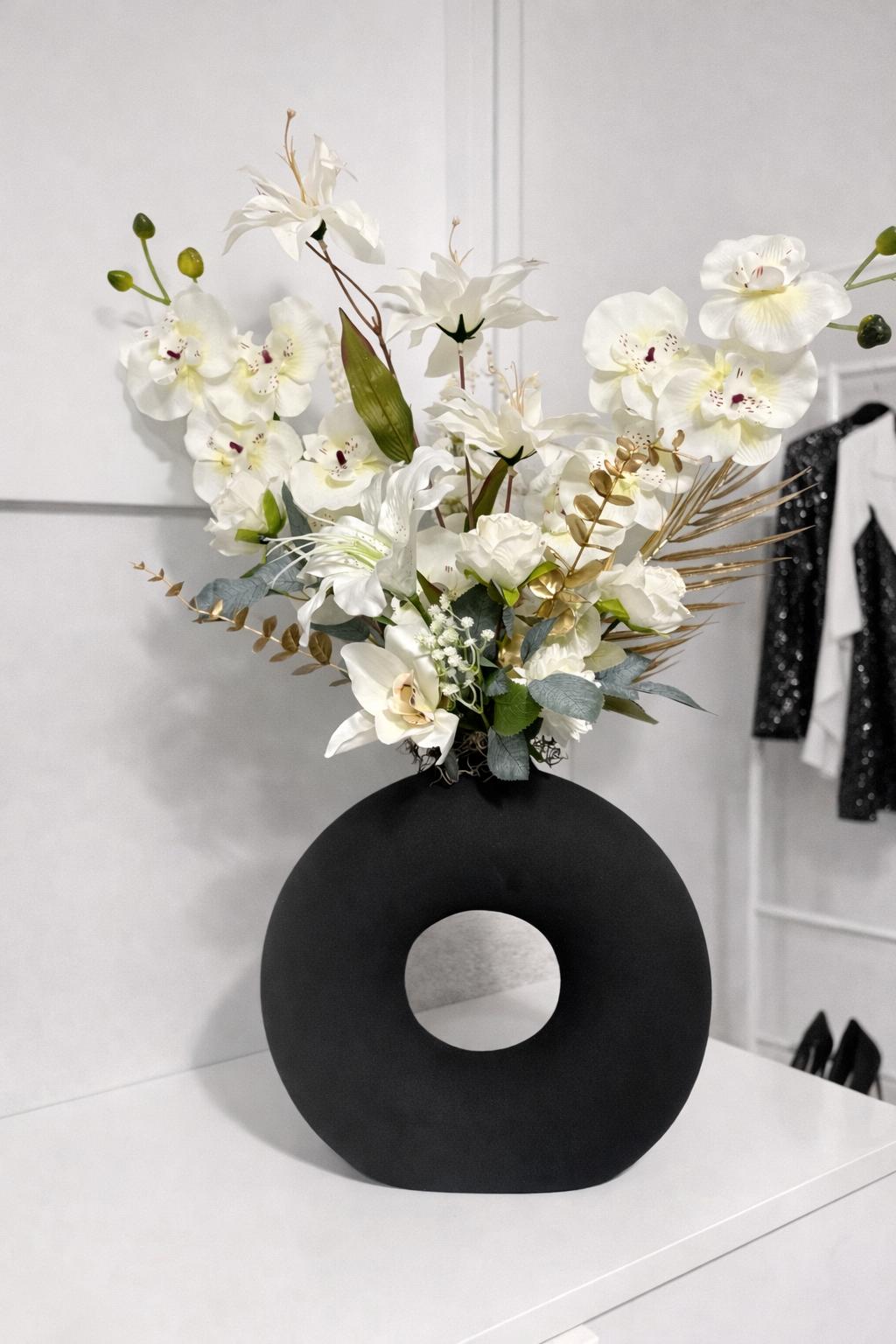 Bloemstuk Black White 75cm