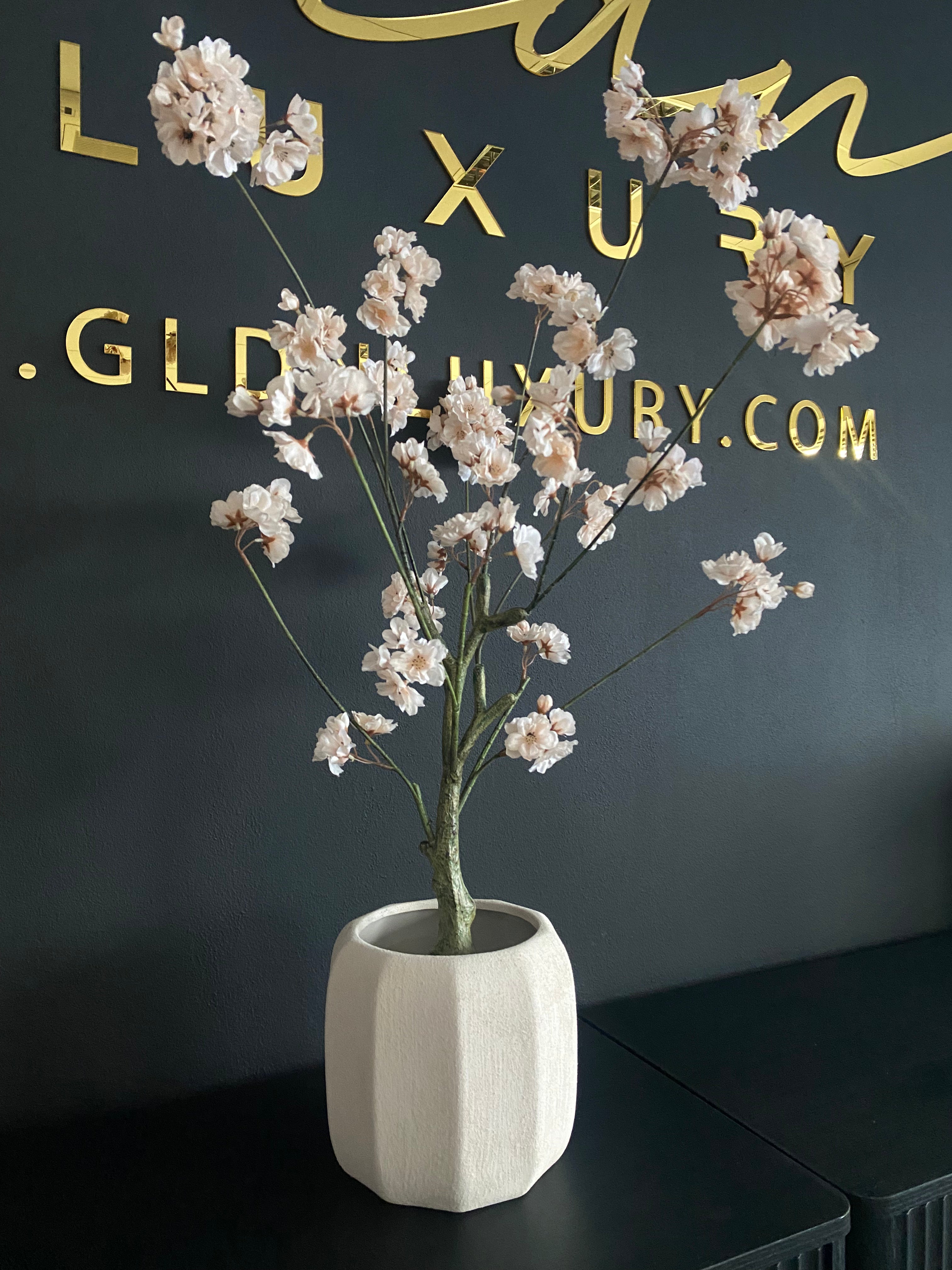 Luxe Zijden Bloesemboom Beige met Pot – Japandi Style 80cm
