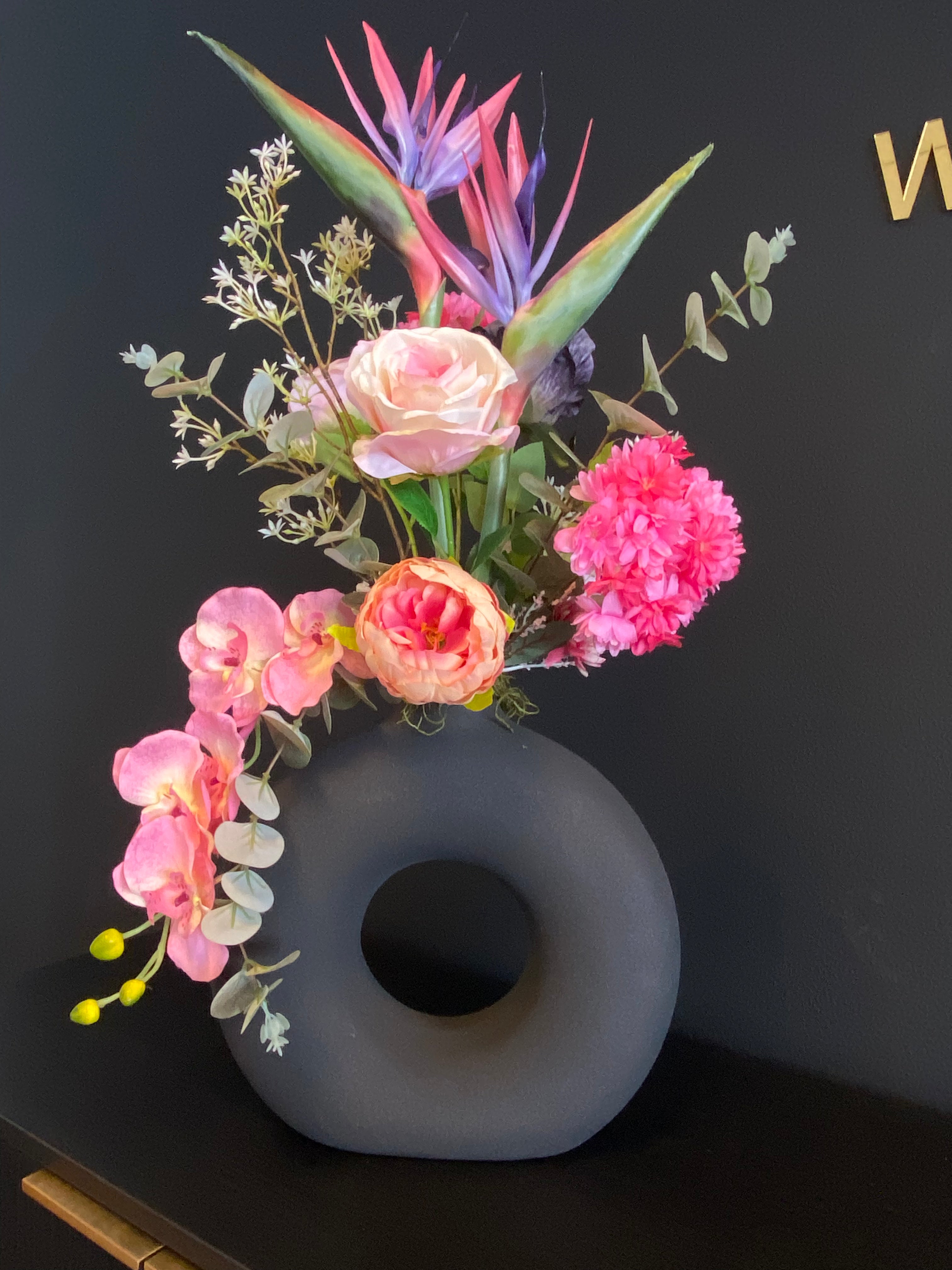 Tropisch Luxe Kunstbloemstuk Roze Orchidee & Paradijsvogelbloem – Versie 2 | 70cm