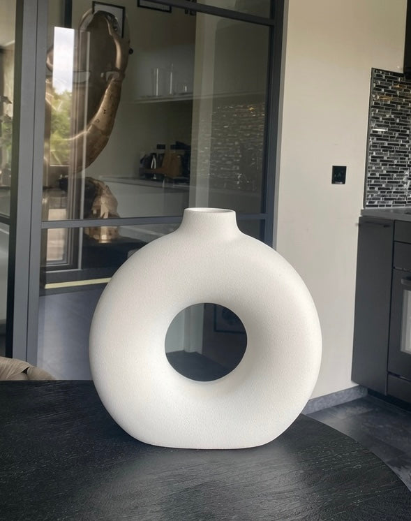 Vase décoratif blanc pour arrangements floraux artificiels – 31 cm