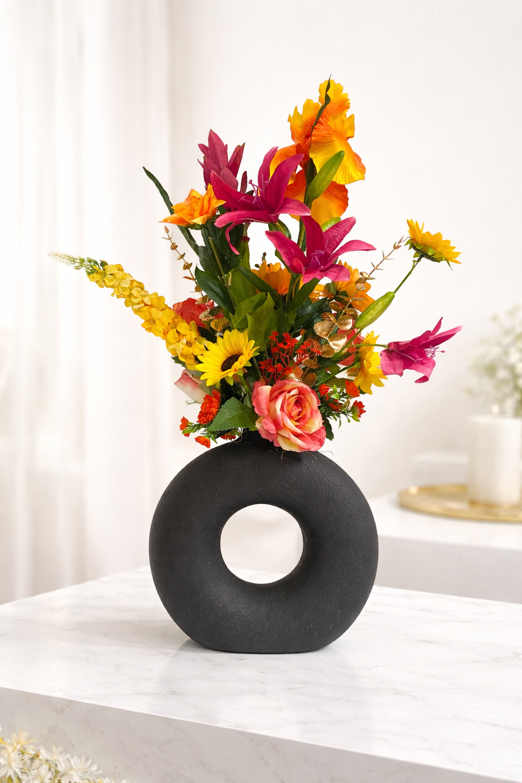 🌺 Bestseller: Bloemstuk Tropical Harmony 70 cm – Luxe kunstbloemen met tropische uitstraling