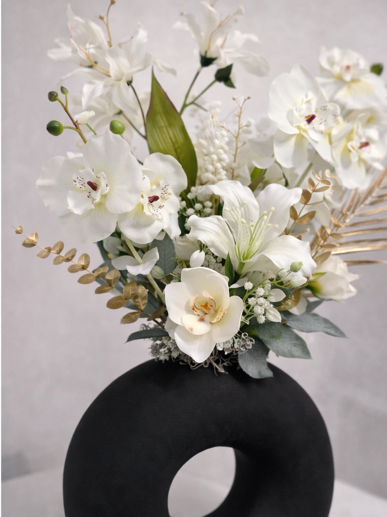 Bloemstuk Black White 75cm (15426619146588)