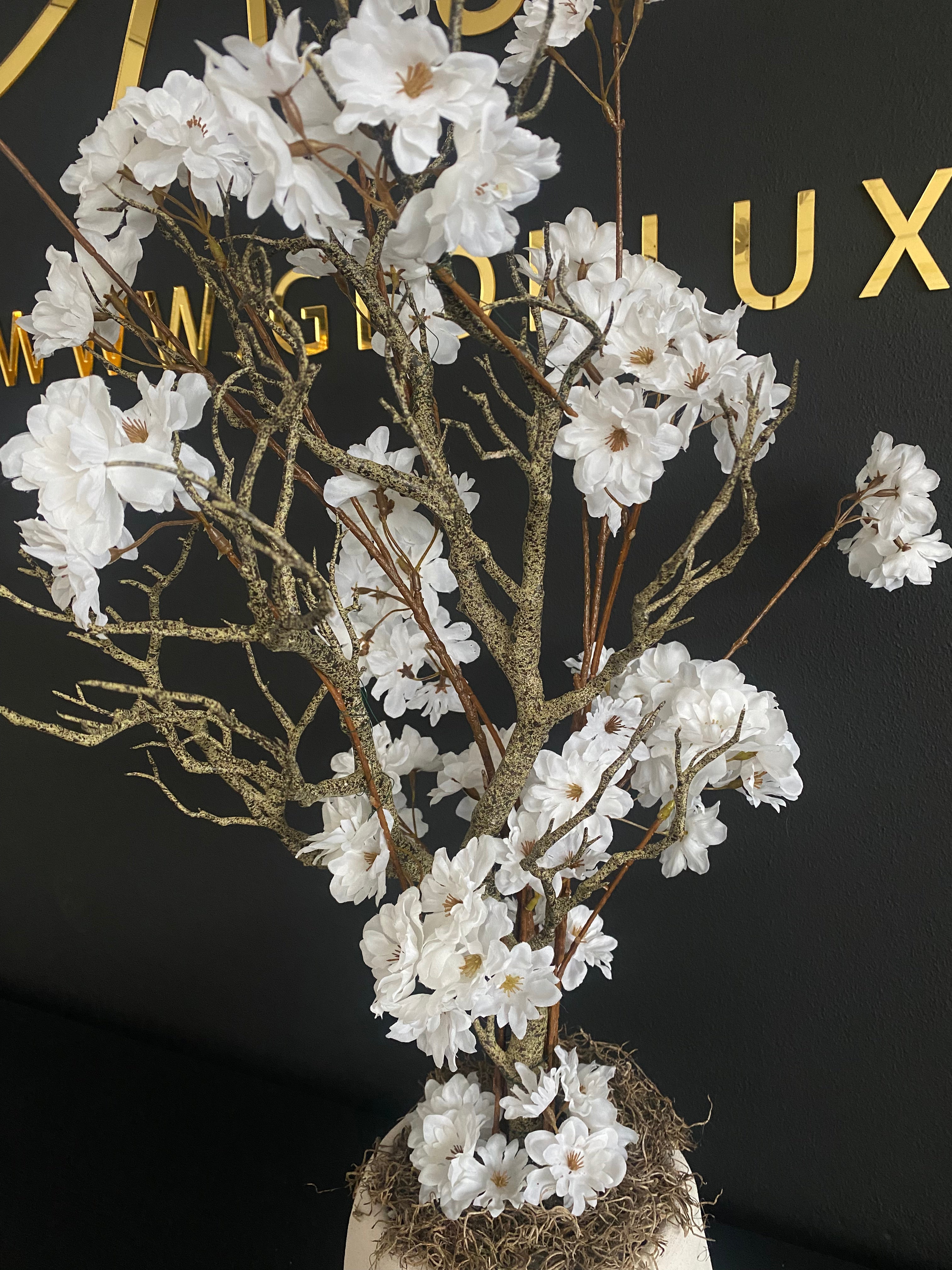 Luxe Witte Zijden Bloesemboom met Pot – Japandi Style | 85 cm