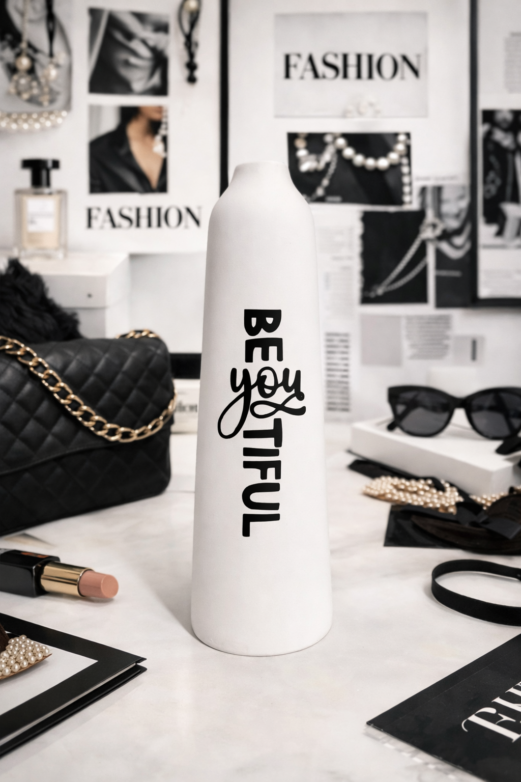 Vase Fashion Blanc Noir 32cm