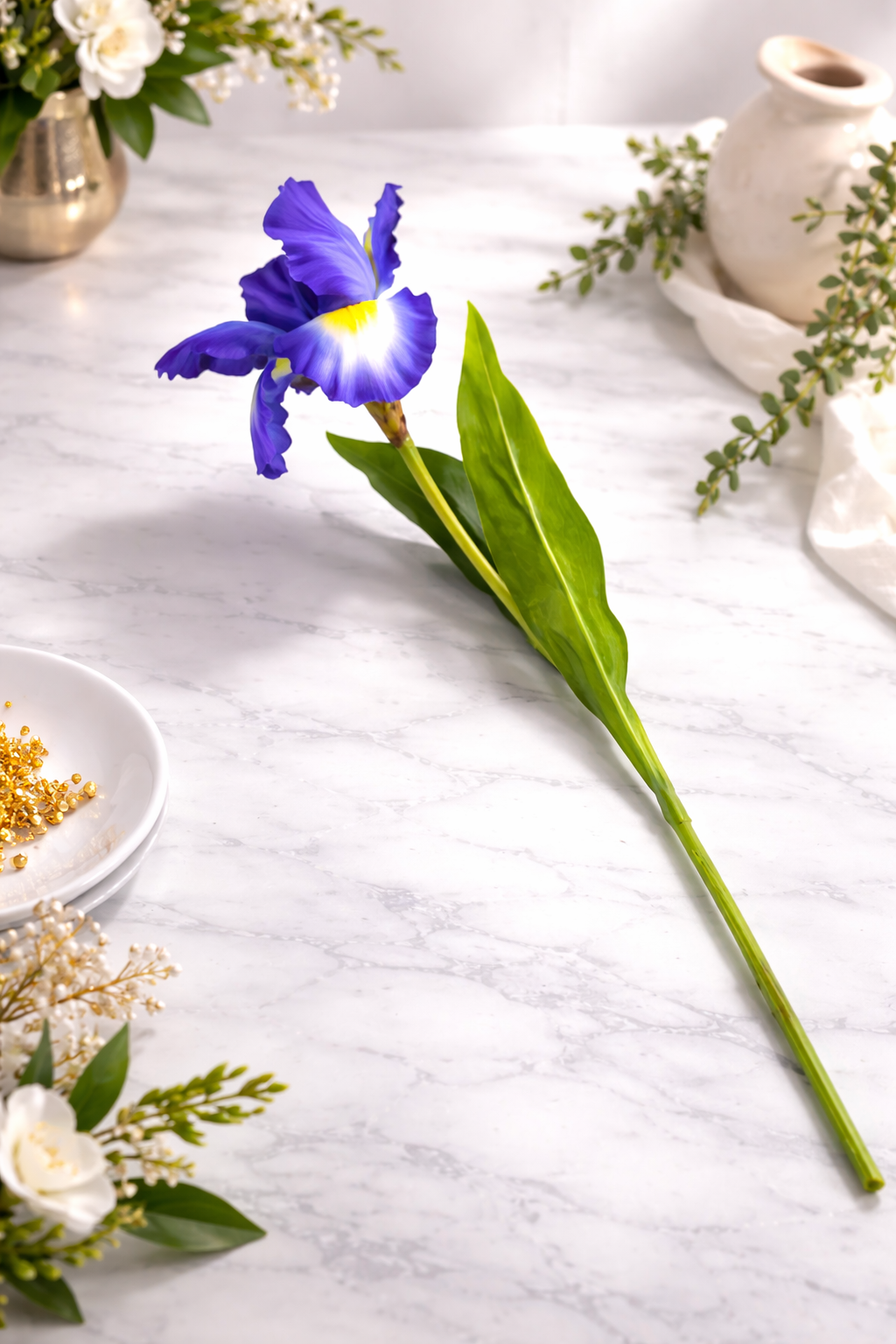 Fleur artificielle iris violet 79cm