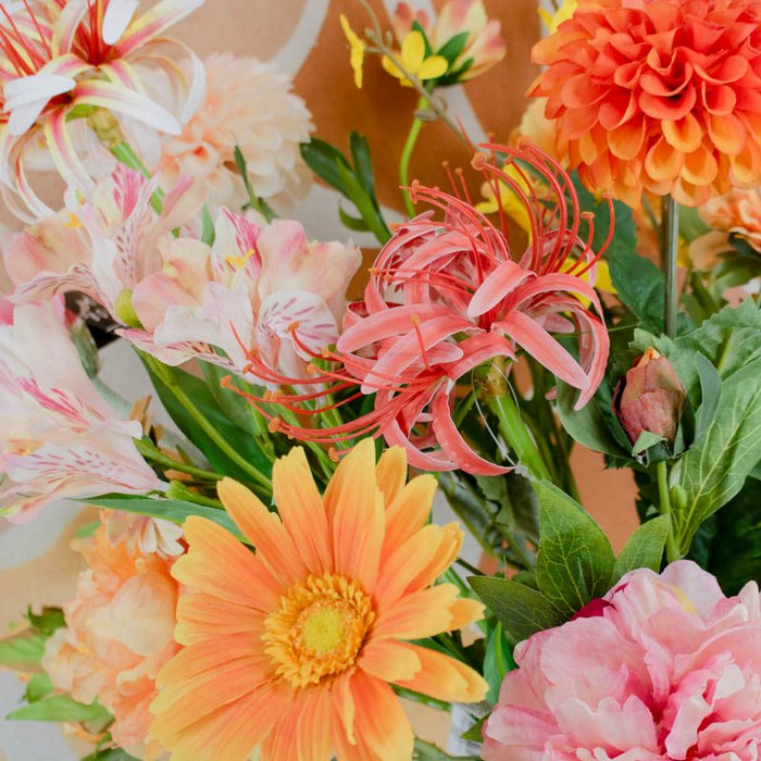 Kunstbloem real touch amaryllis koraal